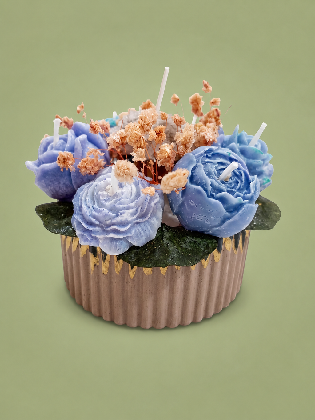 Azure Bloom Luxury Floral Scented Candle Arrangement