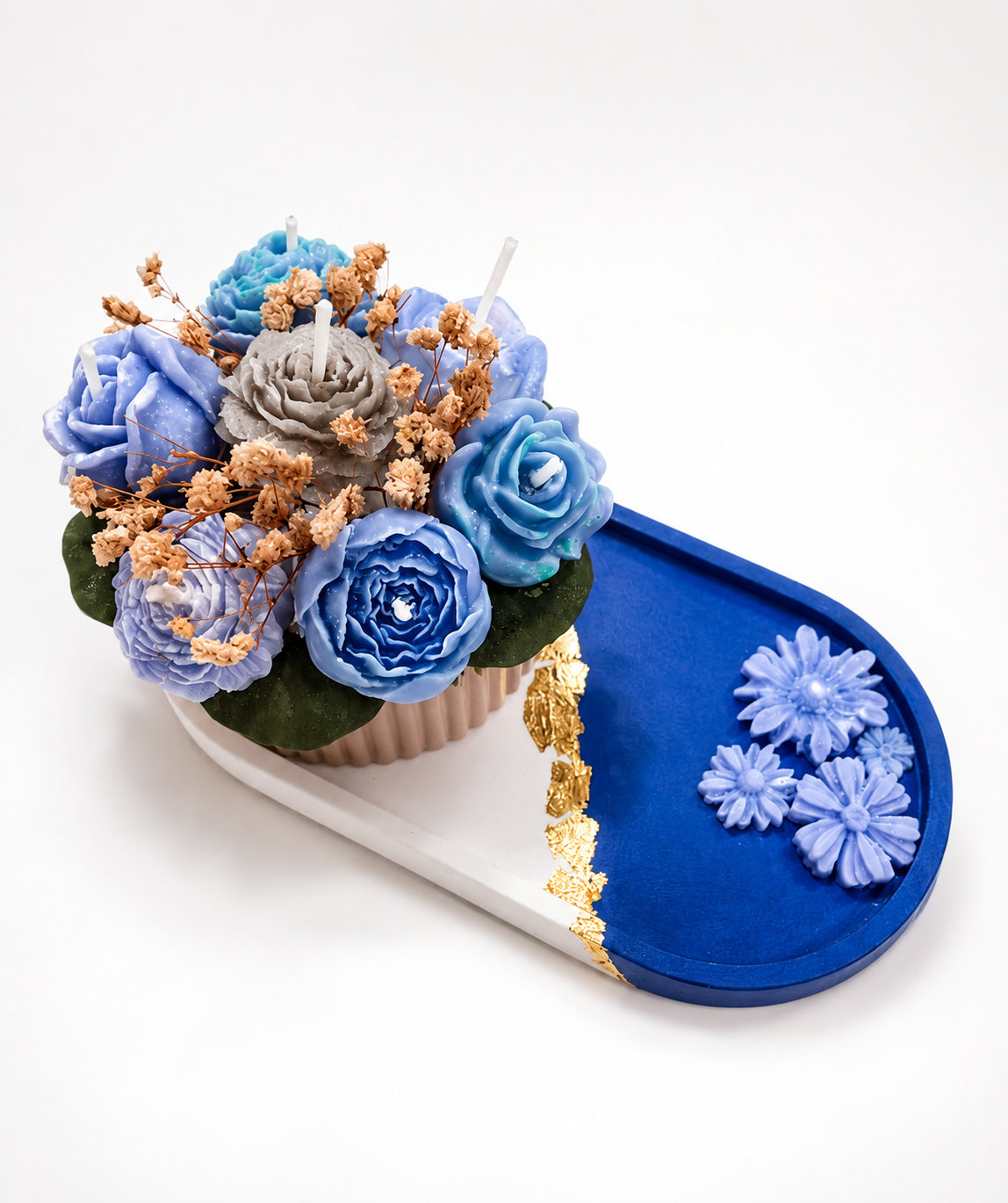 Floral Scented Candle Arrangement with Trinket Tray
