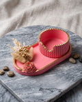 Handcrafted Blush Pink Floral Trinket Tray with Gold Accents